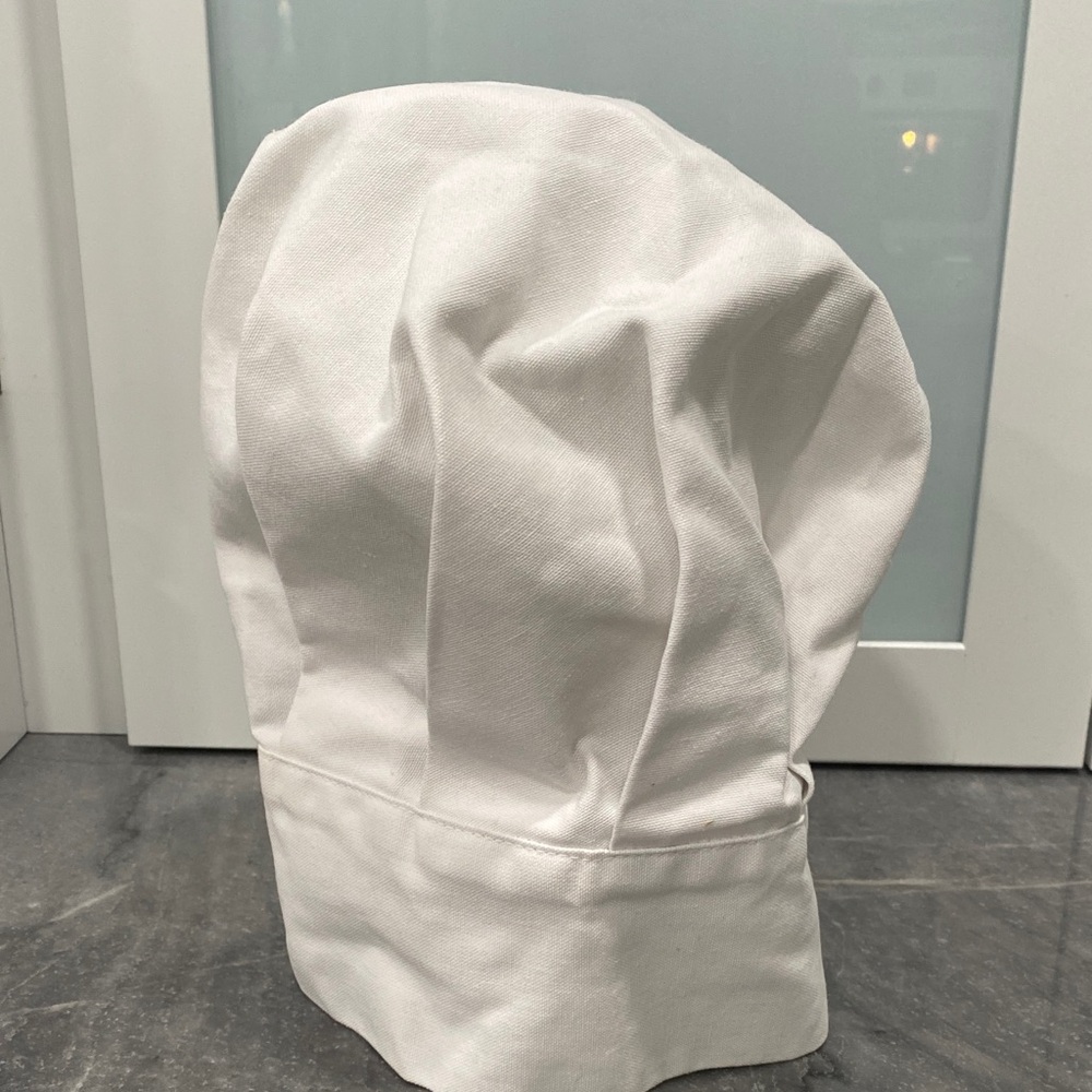 White Chef Hat. Velcro Closure for Adjustable Size. 😊